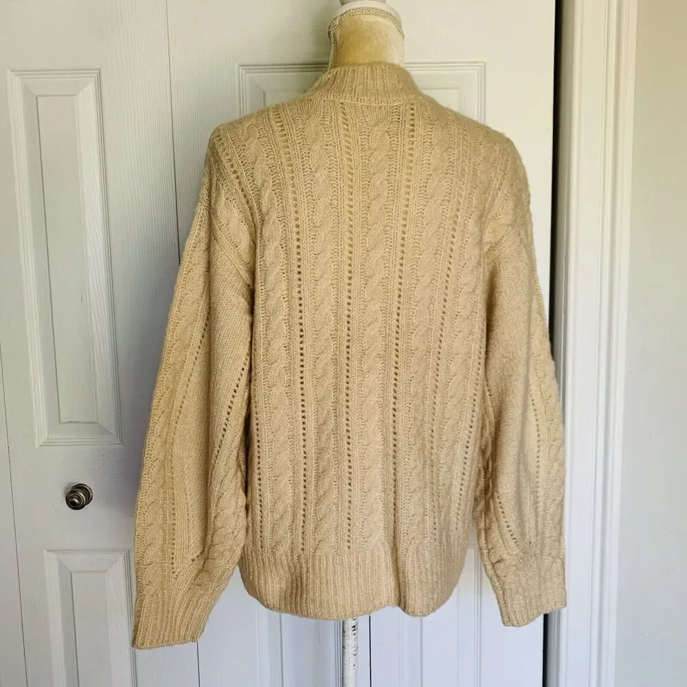 ELIE ELIE TAHARI Women Cable Knit Cardigan S/P Beige